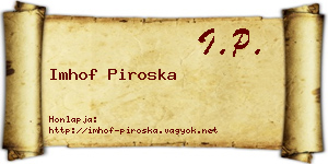 Imhof Piroska névjegykártya